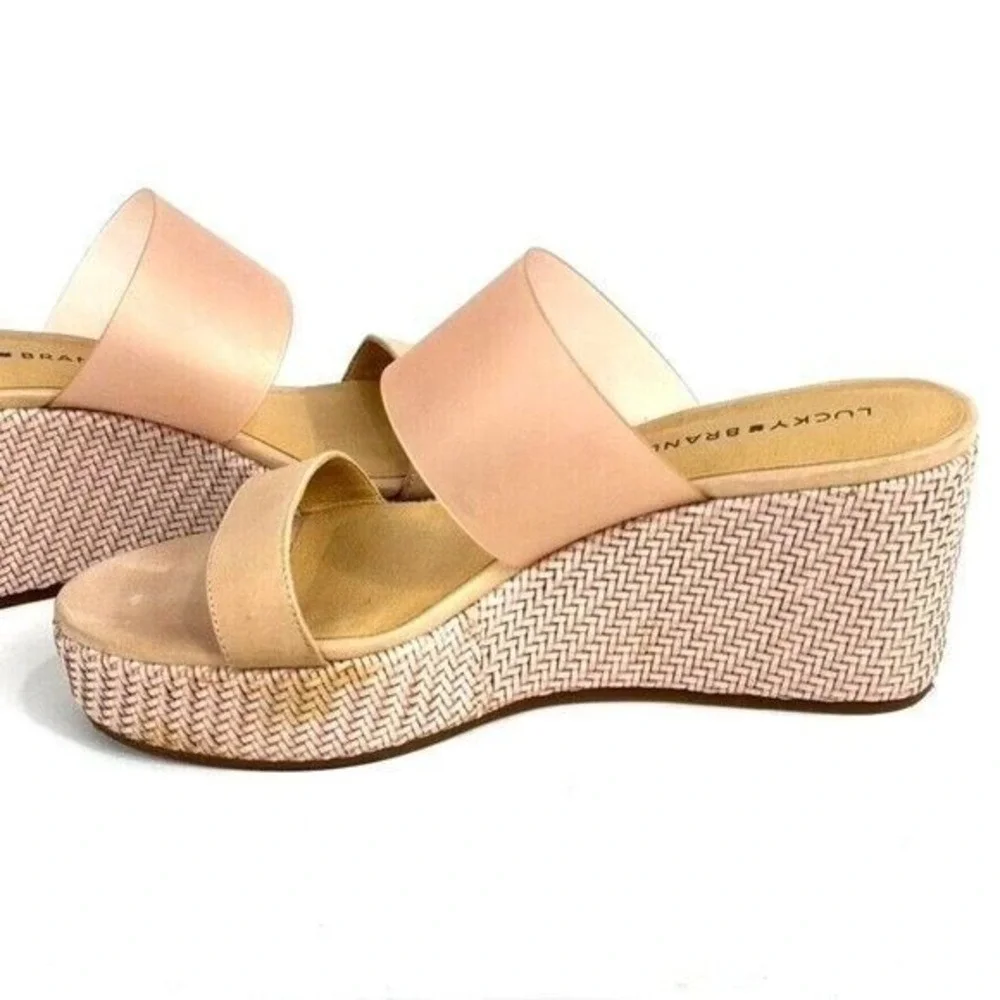 Lucky Brand Brindia Pink Rose Slip On Platform Wedge Shoes Size 10 Boho